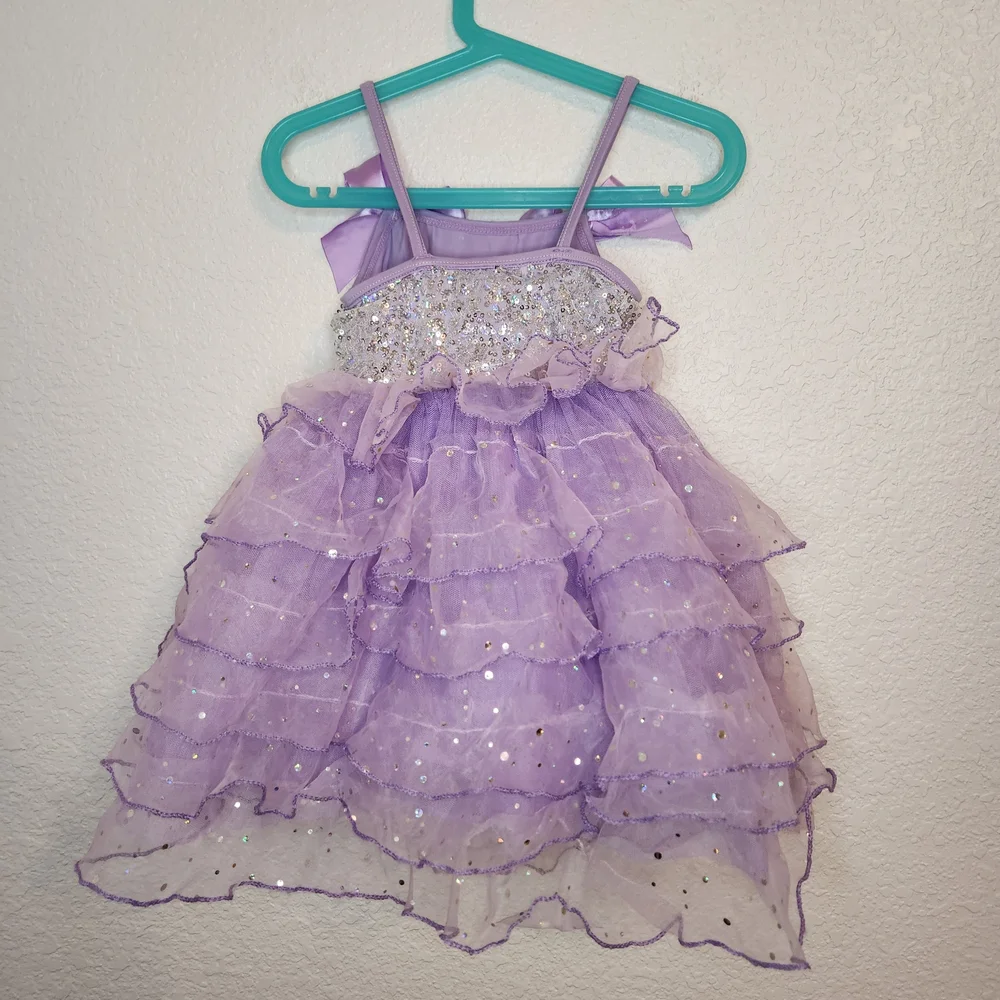 Weissman 7103 Girls Lavender Sequin Tulle dance recital dress size SC